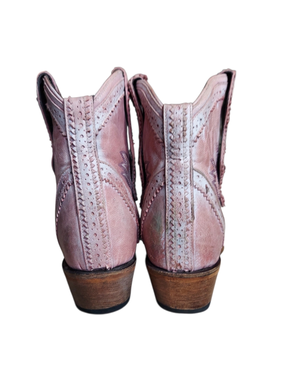 Lane Pink Distressed Western Booties Snip Toe Cowgirl Boots Leather 6.5 - Picture 6 of 13